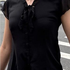 Brandy Melville Black Blouse with Tie Detail